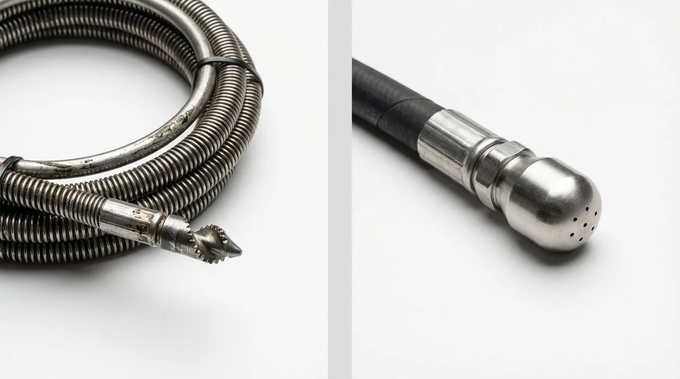 Drain snake cable and hydro jetting nozzle used for drain cleaning in Keenesburg, CO