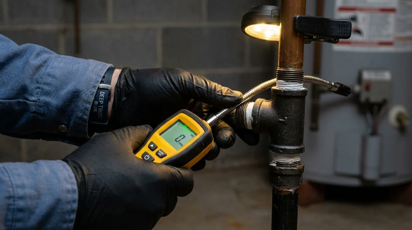 Gas leak detection with electronic sniffer by Johns Plumbing LLC in Keenesburg
